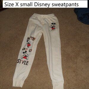 ladys plush white sweat type Disney pants